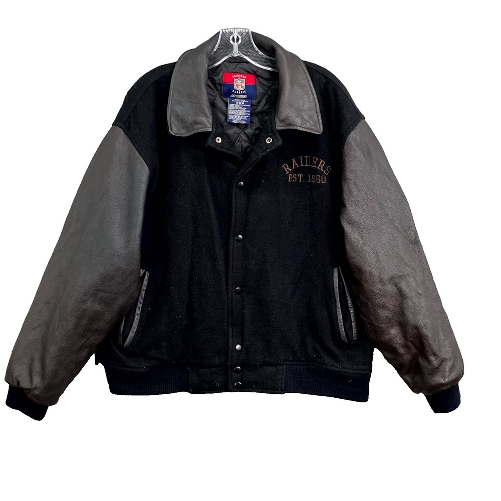 Vintage Reebok NFL 1960 Raiders Varsity Jacket Mens Medium Woolโ Sports Classic